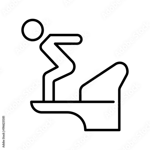 Diving platform icon. Sports and diving line symbol. Black and white.