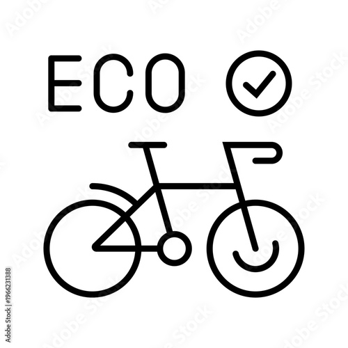 Eco bike icon. Transport and bike sharing line symbol. Black and white.