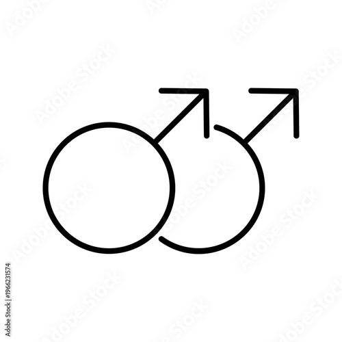 Male couple icon. Society and lgbt line symbol. Black and white.