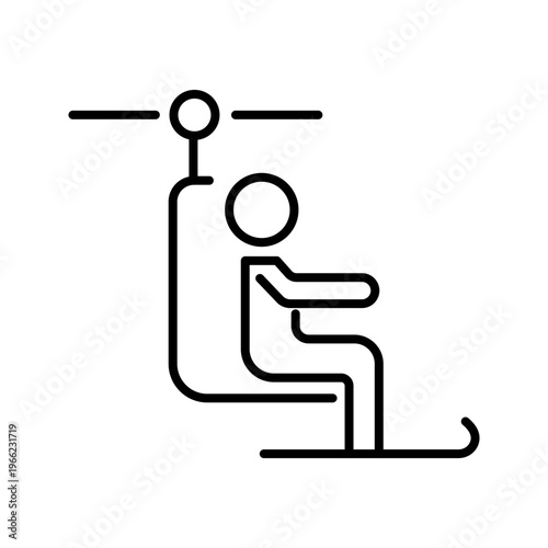 Ski lift icon. Sports and skiing line symbol. Black and white.