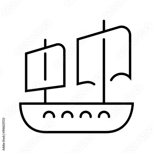 Sail boat icon. Transportation and maritime line symbol. Black and white.