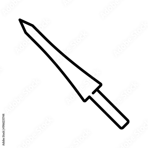 Sword blade icon. Sports and fencing line symbol. Black and white.