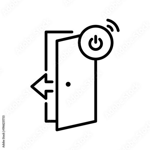 Smart door icon. Technology and smart home line symbol. Black and white.