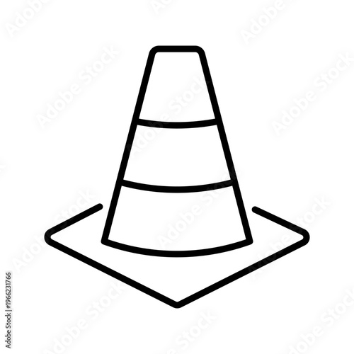 Traffic cone icon. Transport and traffic control line symbol. Black and white.