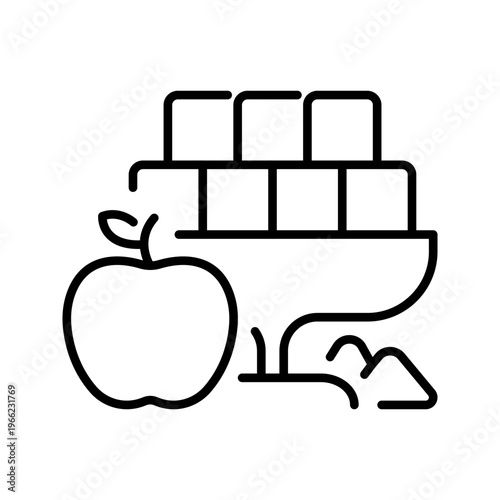 Sugar cubes icon. Food and sweetener line symbol. Black and white.