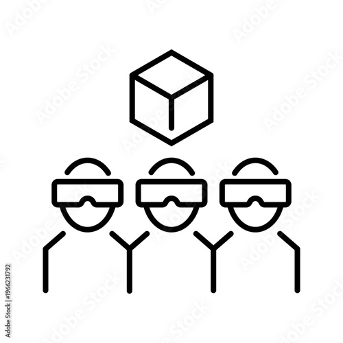 Virtual reality icon. Technology and virtual reality line symbol. Black and white.