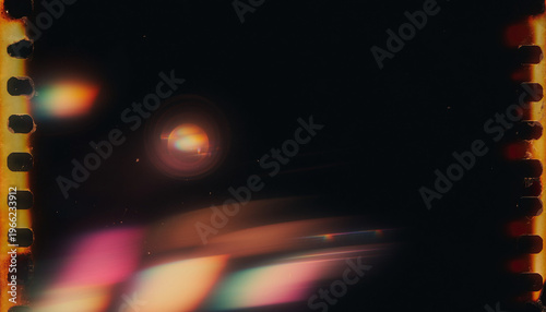 light leak overlay effect with dust and motion blur light,retro film noisy texture light flare on black background,grunge old film burn lens ray,Light Leak Burn Film Poster Photo Effect Mockup AI gen