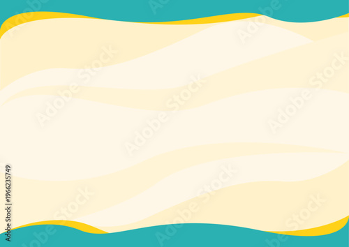 Soft cream background with turquoise and yellow wavy border frame