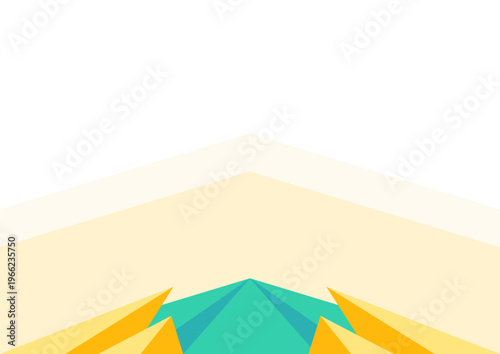 Minimalist geometric background with abstract turquoise and yellow mountain peak