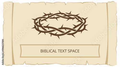 Vintage parchment paper style background with a crown of thorns and biblical text space