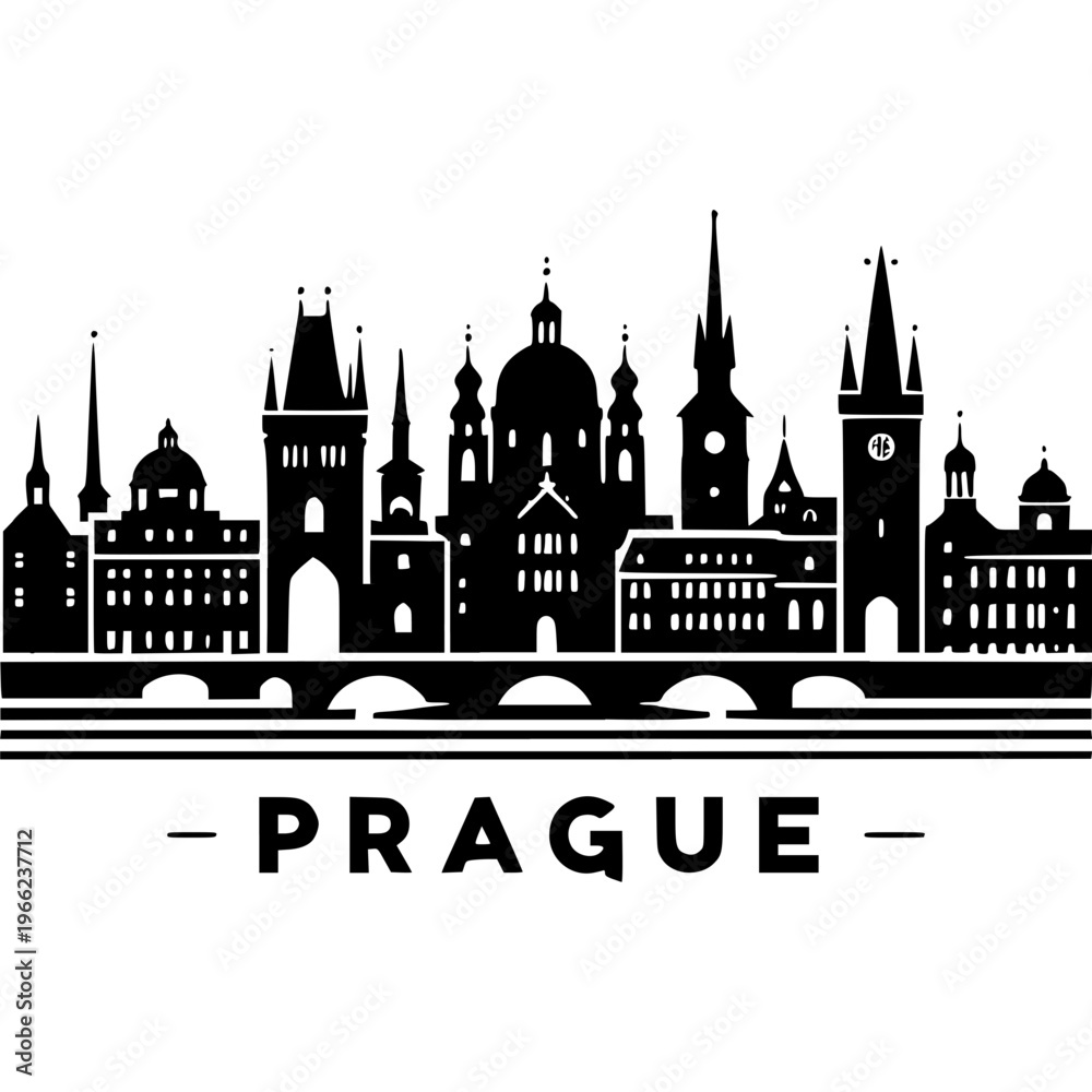 Fototapeta premium Prague Skyline Icon Vector