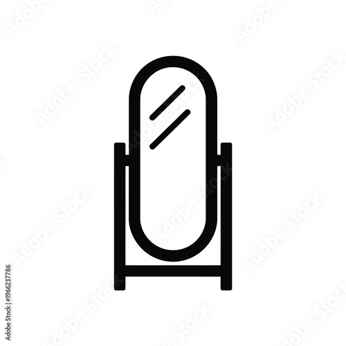 Simple black and white illustration of a freestanding floor mirror