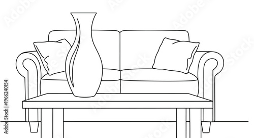 Elegant Vase on a Coffee Table in a Living Room Setting.