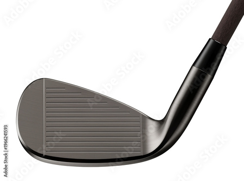 Obraz na plátně Isolated golf club wedge with dark metallic finish and textured grip for sports