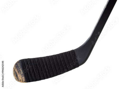 Photography Isolated ice hockey stick blade and lower shaft with worn black tape, profession