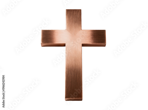 Принти на полотні Isolated brushed metallic cross symbol, a sacred object representing faith and r