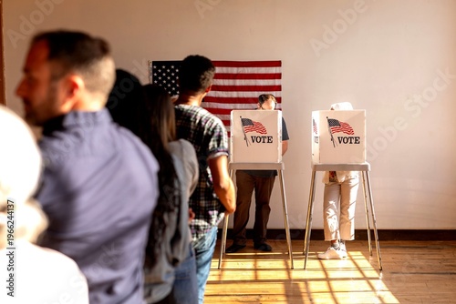 Bild auf Leinwand Voting booth with American flag