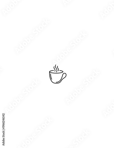 Coffee Cup Essence: A minimalist outline of a steaming coffee cup, its simple lines hinting at warmth, comfort, and the ritual of a perfect moment.