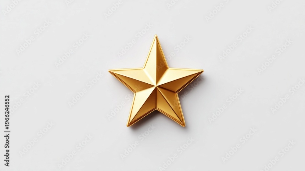 Fototapeta premium A single shiny golden star award on a clean white background, representing success