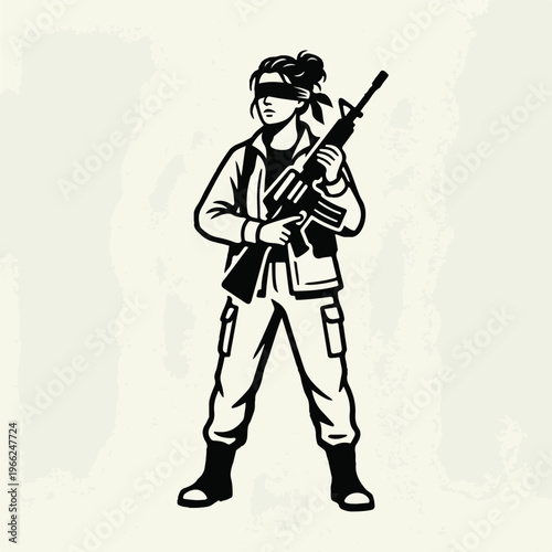 Soldier Holding a Rifle Illustration.