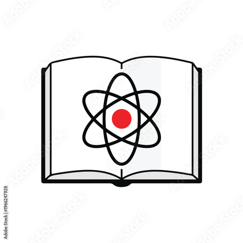 Book with Atom Symbol Inside.