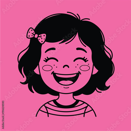 Smiling Girl with Pink Background.