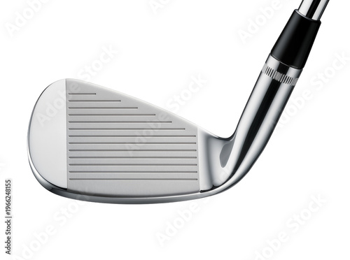 Obraz na plátně Isolated close-up of a modern golf club iron with grooved face and shiny chrome