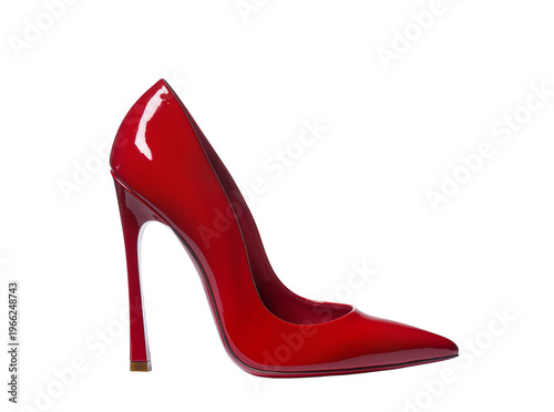 Fotografía Isolated fashionable glossy red patent leather high heel stiletto shoe for styli