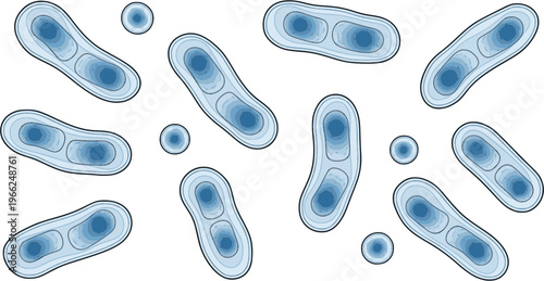 Blue transparent probiotics bacteria. concept of healthy nutrition ingredient for therapeutic purposes in white background.
