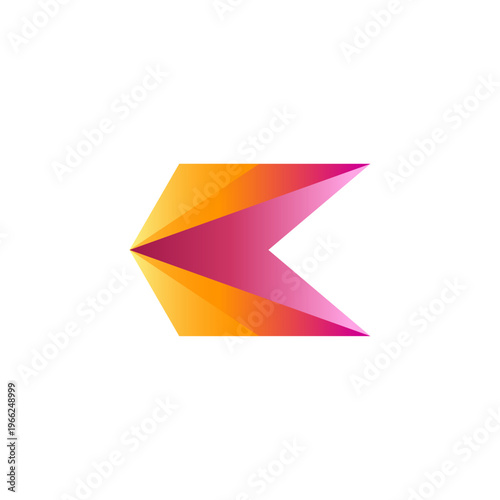 simple arrow logo design vector with 3d in red and orange color