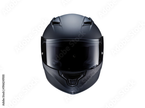 Quadro su tela Isolated modern matte dark grey full-face motorcycle helmet with a black visor a