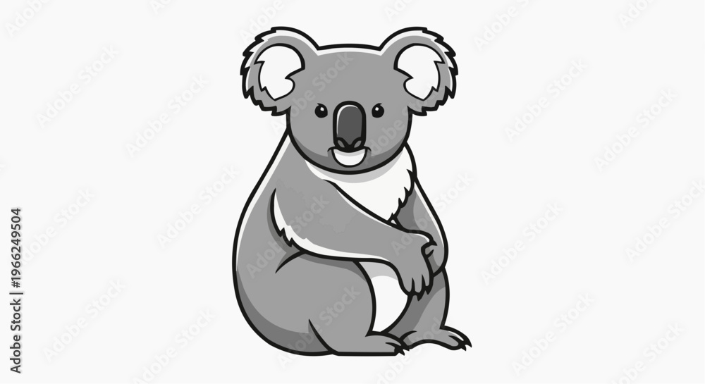 Obraz premium A cute koala bear illustration in monochromatic style. This adorable illustration showcases the koala's charming features, capturing its serene and friendly nature.
