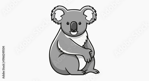 A cute koala bear illustration in monochromatic style. This adorable illustration showcases the koala's charming features, capturing its serene and friendly nature.