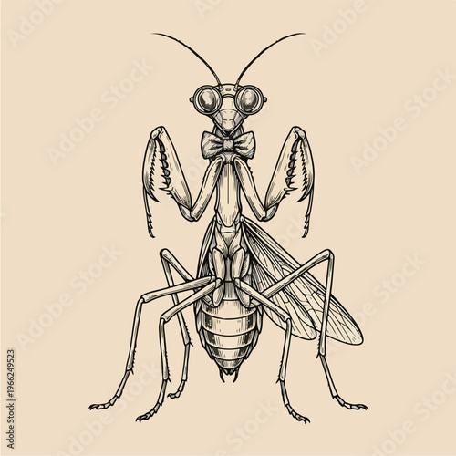 Praying Mantis Insect Illustration.