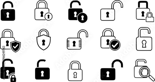 Lock vector icons isolated on gray background. Privacy, secure symbol.

