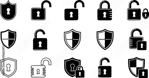Lock vector icons isolated on gray background. Privacy, secure symbol.
