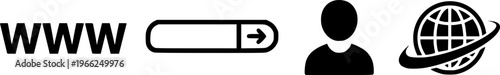 Web browser icons: www, url, user, and globe symbols

