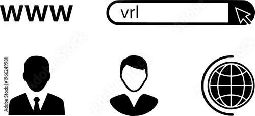 Web browser icons: www, url, user, and globe symbols
