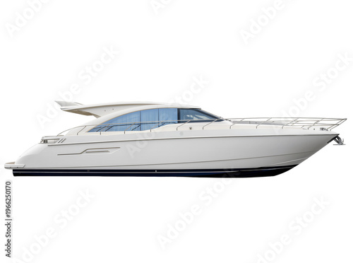 Foto Isolated modern white luxury yacht or expensive sleek motorboat for sea travel a