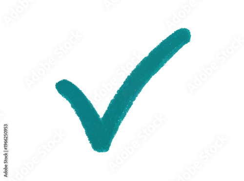 Fotografie Isolated hand-drawn checkmark symbol in vibrant teal, representing approval or completion