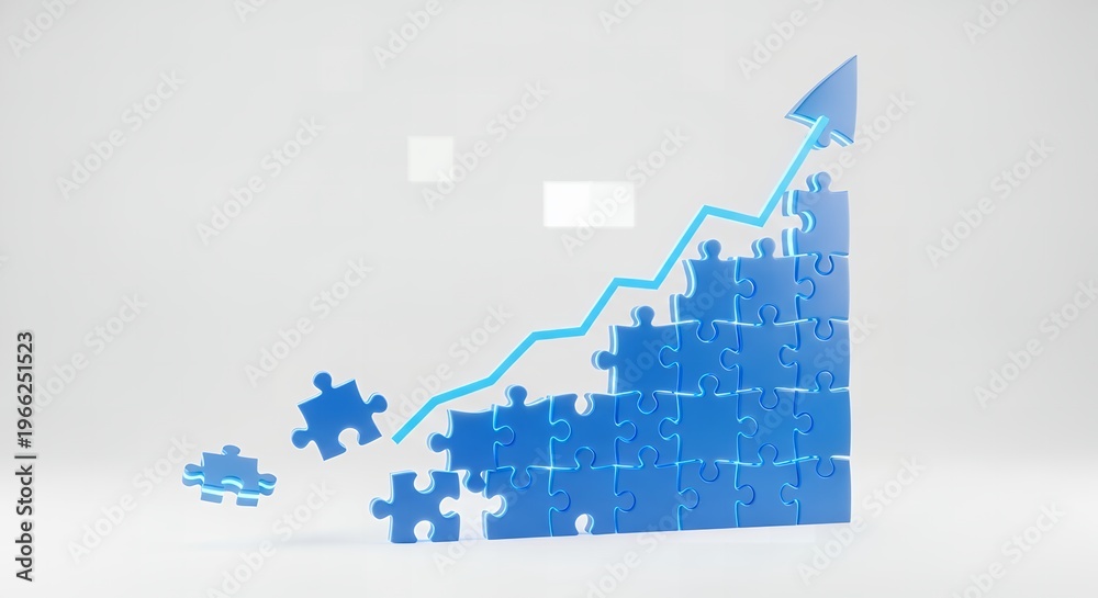 Fototapeta premium Puzzle Growth Chart Concept Stock Video - Business Strategy and Success Visualization for Financial Analysis and Data Presentation
