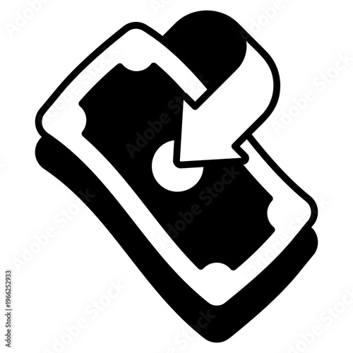 Cashback Money Arrow Black Fill Icon