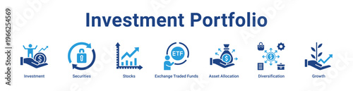 Investment Portfolio Icon Banner and Collection