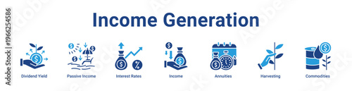 Income Generation Icon Banner and Collection