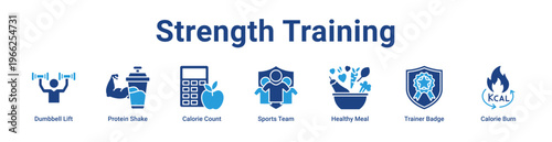-Strength Training Icon Banner and Collection