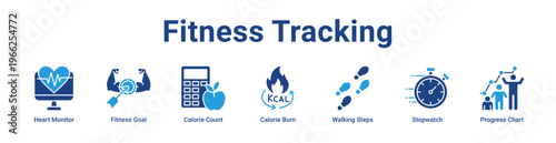 -Fitness Tracking Icon Banner and Collection
