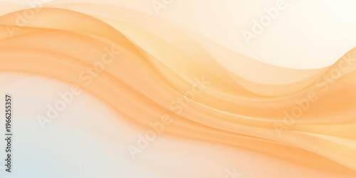 Smooth abstract orange wave background featuring golden flowing silk textures and soft light curves in a vector art illustration pattern