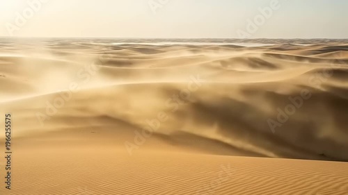 Sand dunes in desert landscape scene.