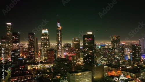 Los Angeles night timelapse. LA skyline aerial video. Los Angeles city night lights from drone. Los Angeles skyline in motion. Night aerial view of LA. Los Angeles night drone shot.