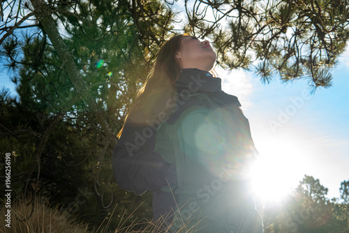 Woman enjoying hiking adventure in iztaccihuatl volcano national park
